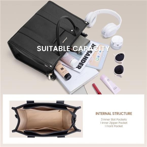 Purse for Women Leather Tote Bag Purse and Handbags, Satchel Shoulder - Picture 3 of 6